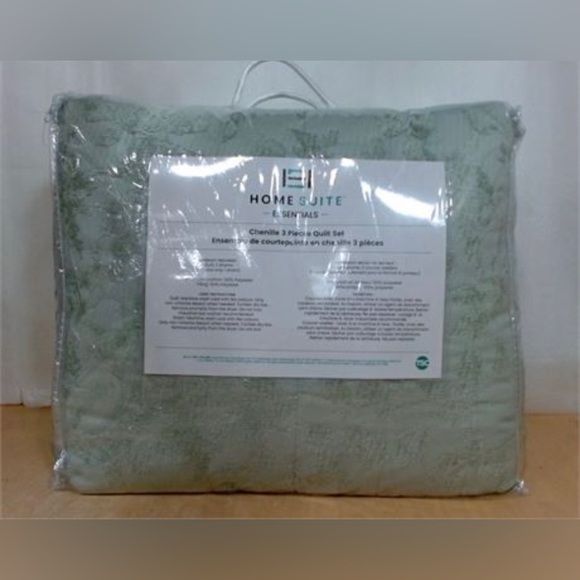 Home Suite Essentials 3-Pieces Chenille Quilt Set, King - Picture 2 of 2